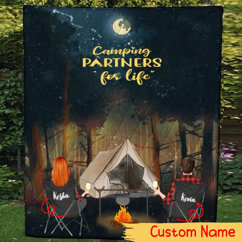 Personalized Camping Blanket Camping Partners For Life Fleece & Sherpa