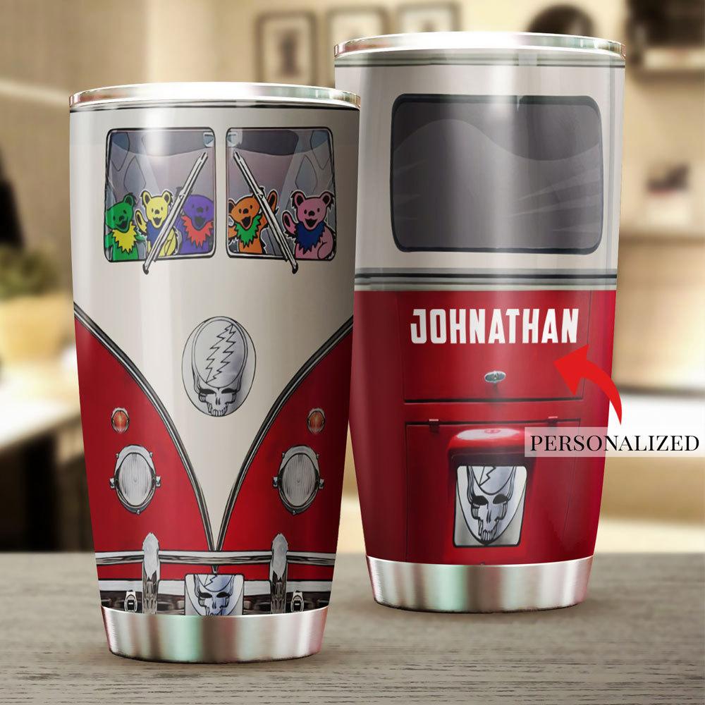 Vaso de camping personalizado con calavera y oso, 30 oz, nombre personalizado