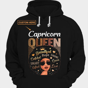 Capricorn Queen Afro Black Woman Personalized Shirts