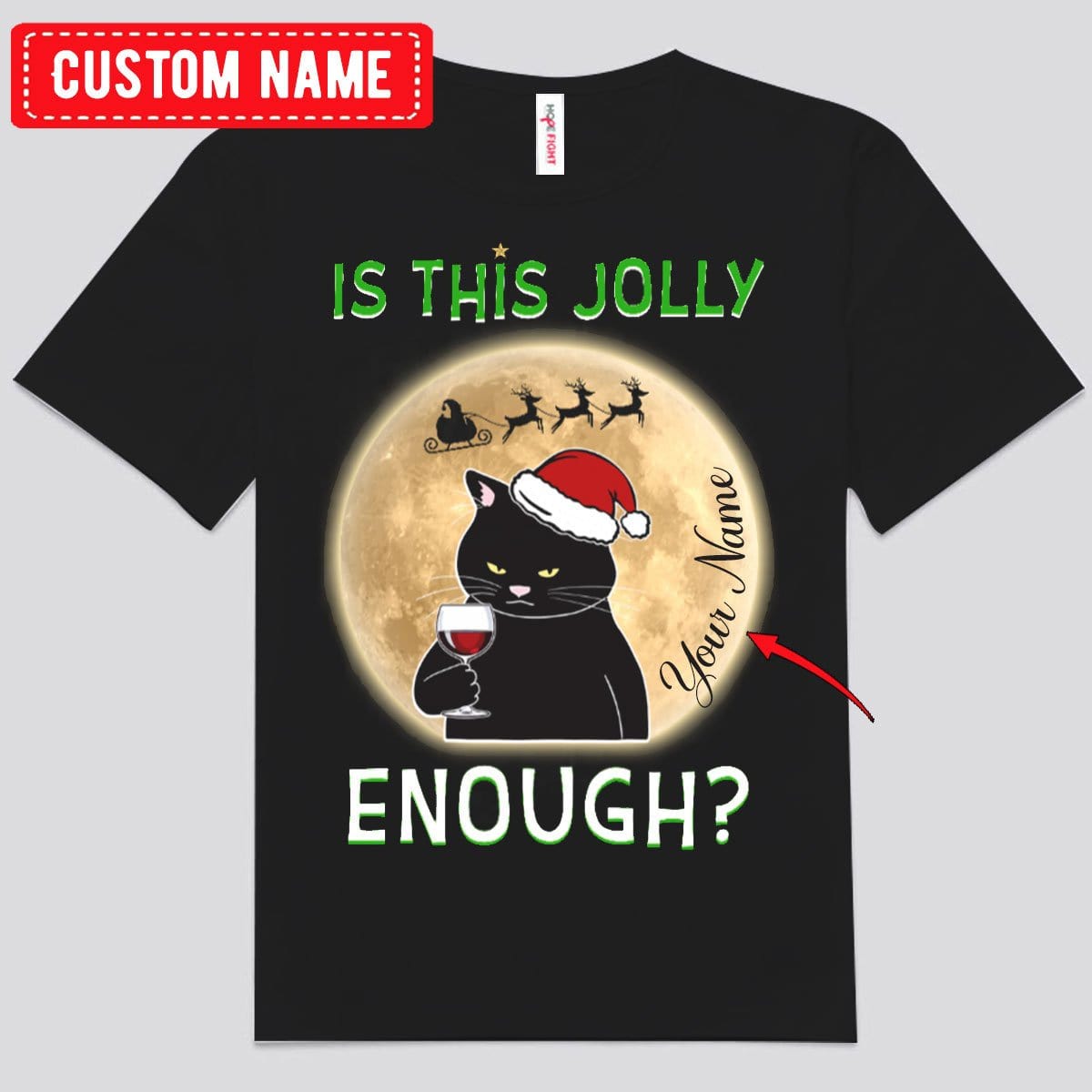 ¿Es esta una camiseta navideña personalizada con un gato lo suficientemente alegre?