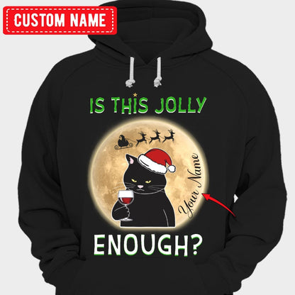 ¿Es esta una camiseta navideña personalizada con un gato lo suficientemente alegre?