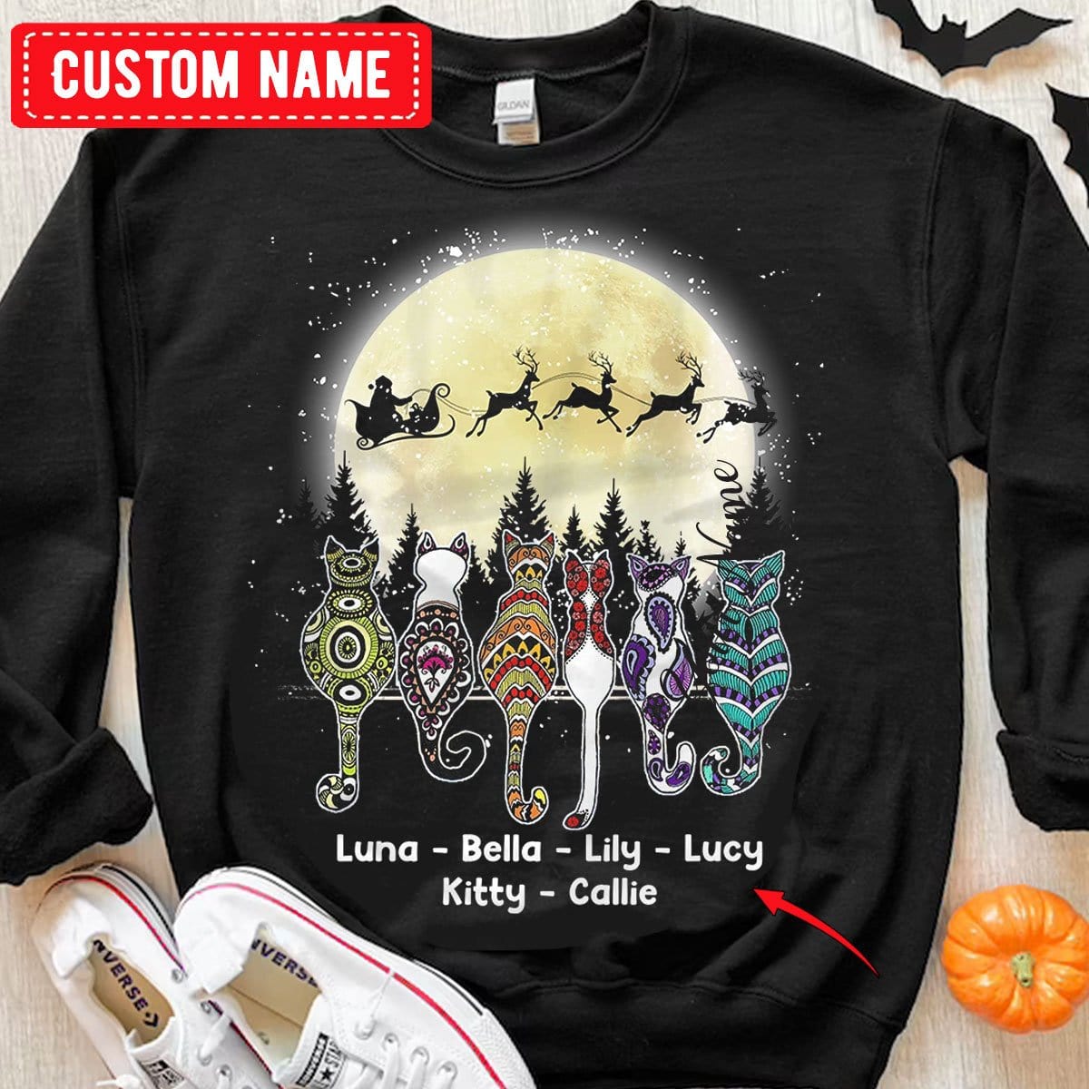 Camiseta navideña personalizada con gato