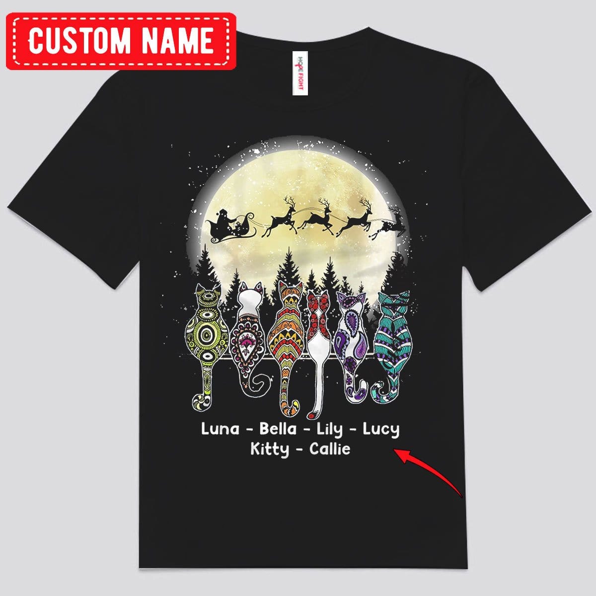 Camiseta navideña personalizada con gato