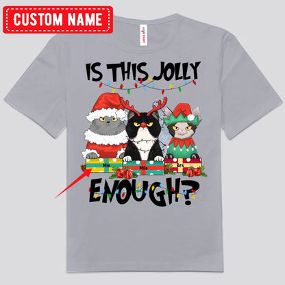 ¿Es esta una camiseta navideña personalizada con un gato lo suficientemente alegre?