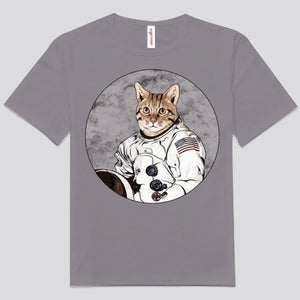 Camisetas de astronauta y gato