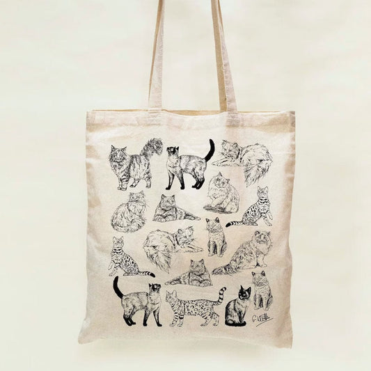 Bolsa de mano con motivos de razas de gatos