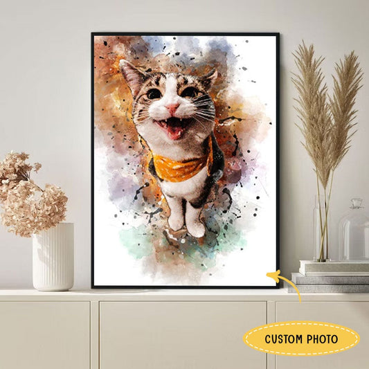 Póster conmemorativo personalizado con foto de gato o perro, lienzo
