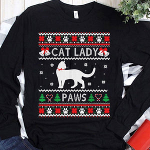 Cat Lady Paws Christmas Cat Shirts