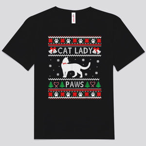 Cat Lady Paws Christmas Cat Shirts