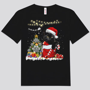 Merry Christmas Black Cat Shirts