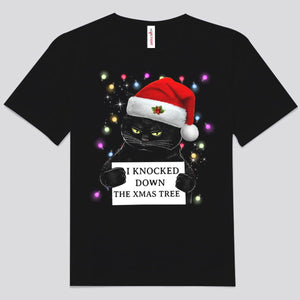 I Knocked Down The Xmas Tree Christmas Funny Black Cat Shirts