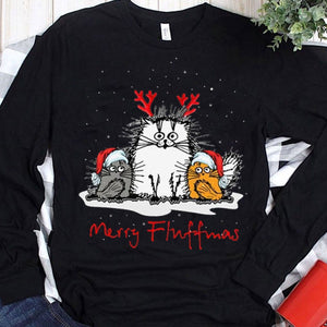 Merry Fluffmas Christmas Cute Cat Shirts