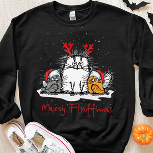 Merry Fluffmas Christmas Cute Cat Shirts