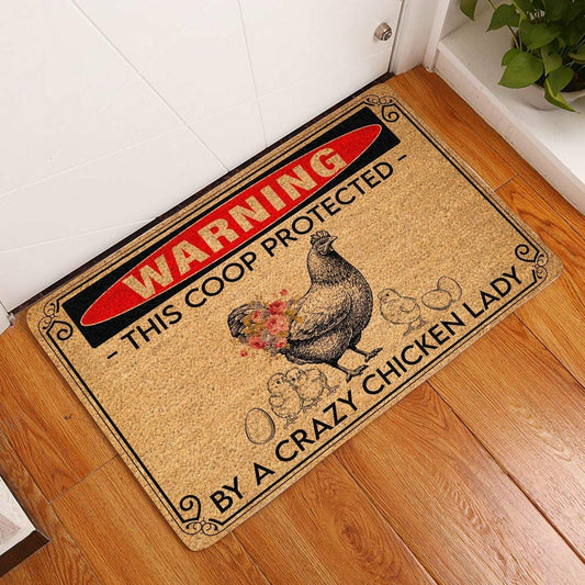 Warning This Coop Protected By A Crazy Chicken Lady Chicken Doormat