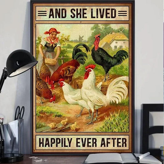 Y ella vivió feliz después del pollo Póster, Lienzo