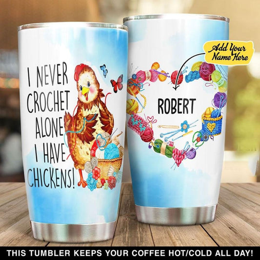 Nunca tejo sola, tengo gallinas, vaso de gallina personalizado