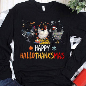 Happy Hallothankmas Christmas & Halloween Chicken Shirt