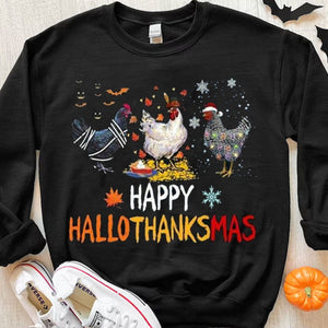 Happy Hallothankmas Christmas & Halloween Chicken Shirt