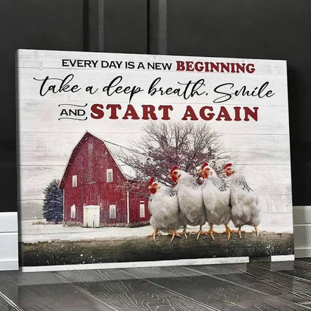 Respira hondo, sonríe y empieza de nuevo Póster de pollo, lienzo