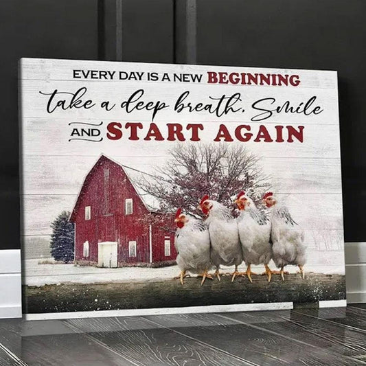Respira hondo, sonríe y empieza de nuevo Póster de pollo, lienzo