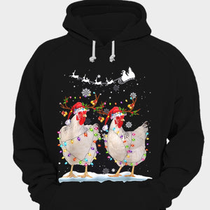 Camisetas navideñas con gallinas y pollos