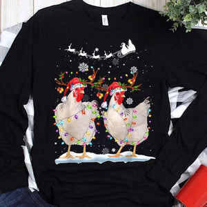 Camisetas navideñas con gallinas y pollos