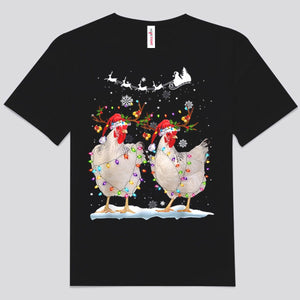 Camisetas navideñas con gallinas y pollos