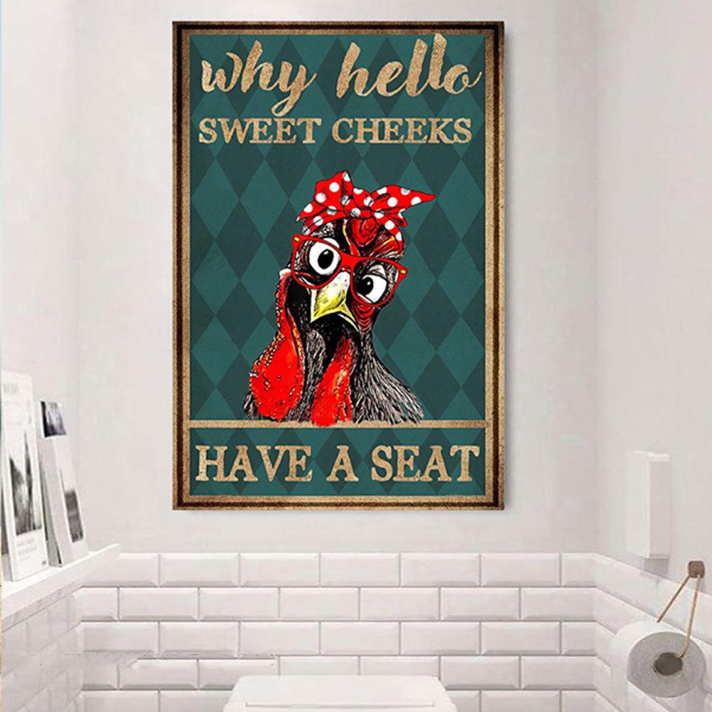 Póster, lienzo, ¿Por qué Hello Sweet Cheeks tiene asiento? Pollo