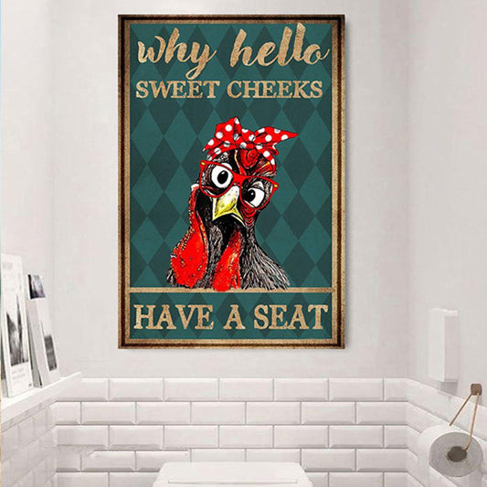 Póster, lienzo, ¿Por qué Hello Sweet Cheeks tiene asiento? Pollo