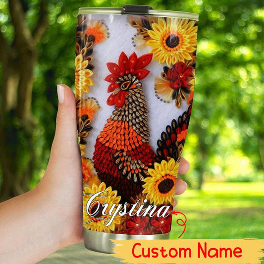 Vaso personalizado con forma de pollo y girasol