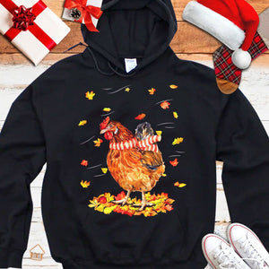 Sudadera con capucha y camiseta de gallina y pollo navideños