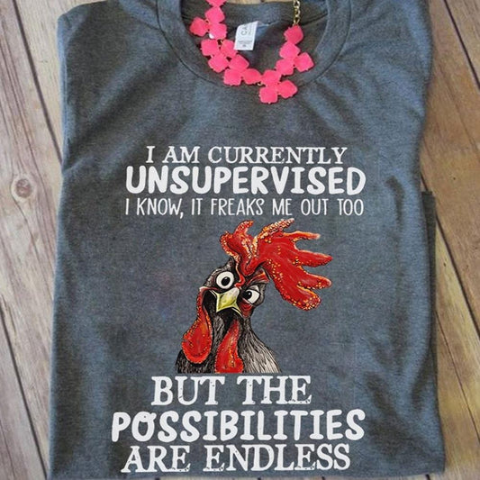 Actualmente no tengo supervisión pero las posibilidades son infinitas Camisetas de pollos