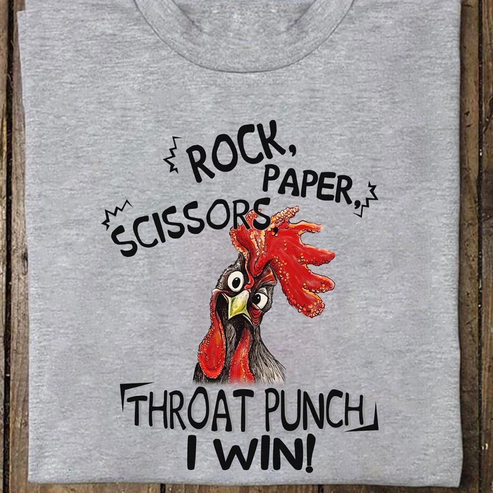 Piedra, papel, tijera, puñetazo en la garganta, yo gano, camisetas de pollo