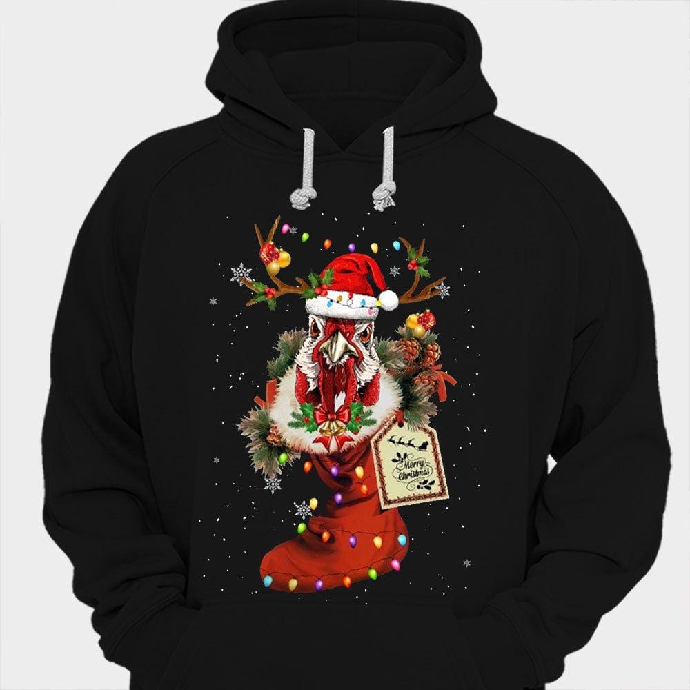 Camisetas de pollo con mensaje de feliz navidad