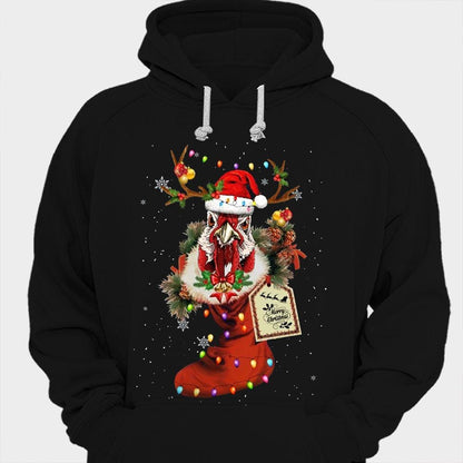 Camisetas de pollo con mensaje de feliz navidad
