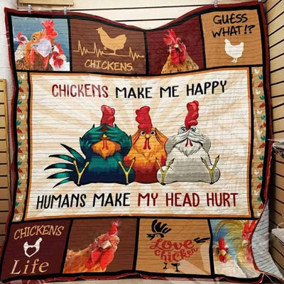 Chickens Make Me Happy Humans Make My Head Hurt, Chicken Blanket Fleece & Sherpa