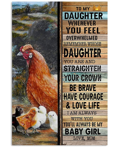 To My Daughter Love From Mom Chicken Poster, Canvas