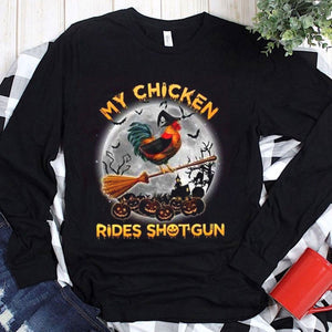 My Chicken Rides Shotgun Halloween Chicken Hoodie, Shirts