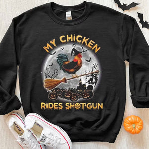 My Chicken Rides Shotgun Halloween Chicken Hoodie, Shirts