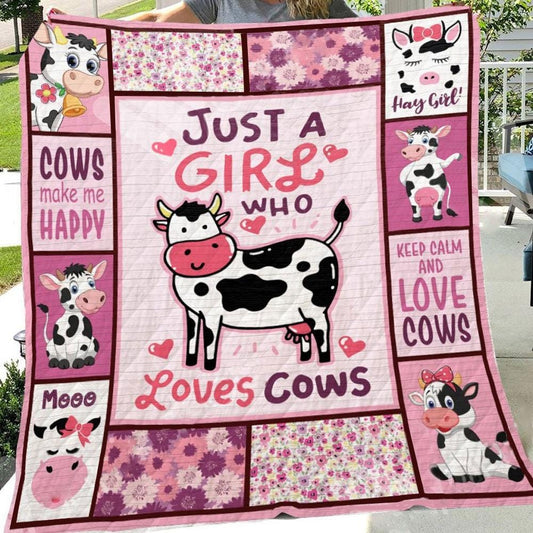 Manta polar y sherpa con estampado de vacas Just A Girl Who Love Cows
