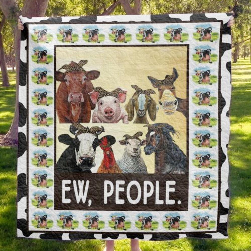 Ew People Funny Cow Print Blanket Fleece & Sherpa
