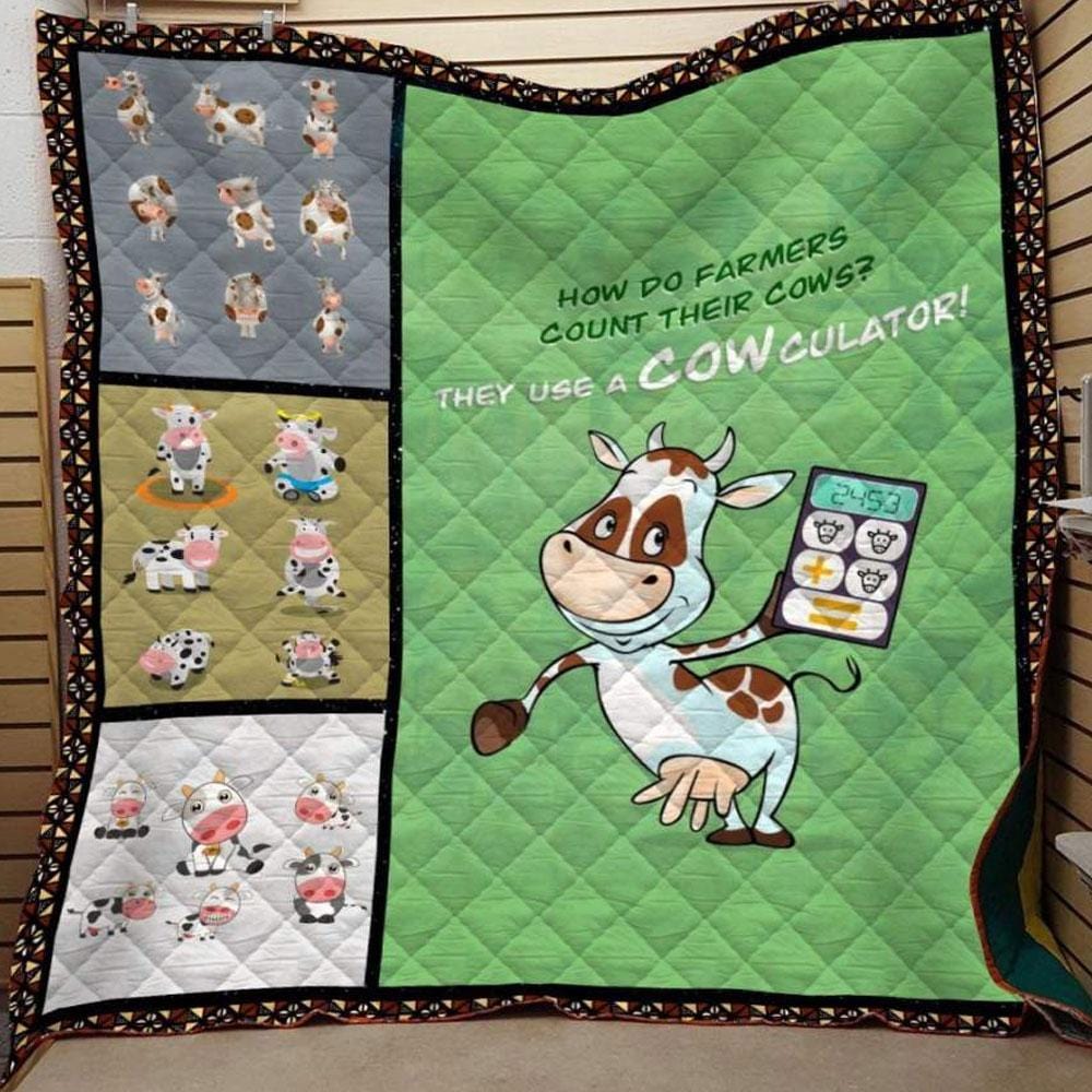 Farmers Use A Cowculator, Cow Print Blanket Fleece & Sherpa