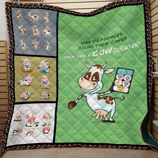 Farmers Use A Cowculator, Cow Print Blanket Fleece & Sherpa
