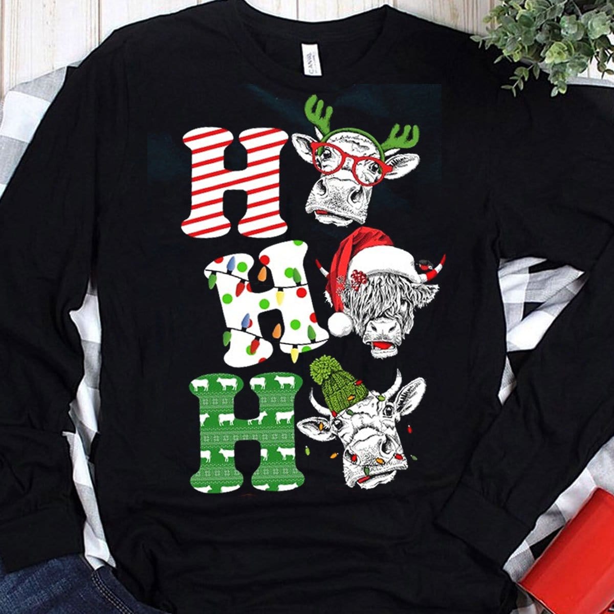 Ho Ho Ho Christmas Cow Shirts