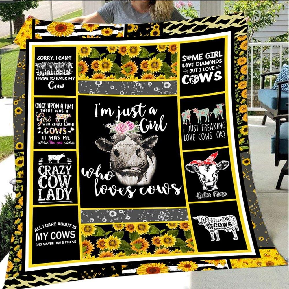 Soy solo una chica que ama las vacas con manta polar y sherpa con estampado de vaca y girasol