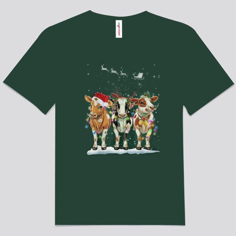 Lindas camisetas navideñas de vacas