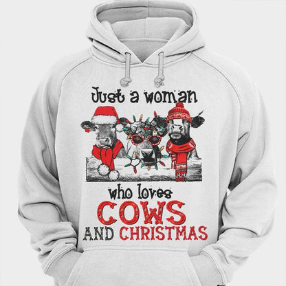 Just A Woman Who Loves Christmas & Cow Shirts