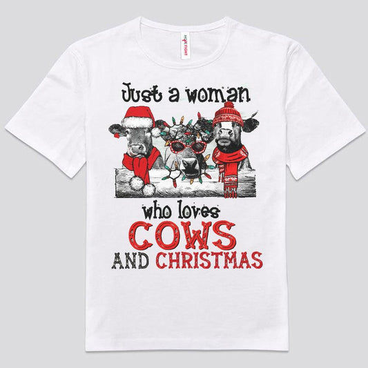 Solo una mujer que ama la Navidad y las camisetas con vacas