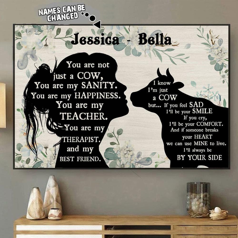 No eres solo una vaca, eres mi cordura, póster de vaca personalizado, lienzo
