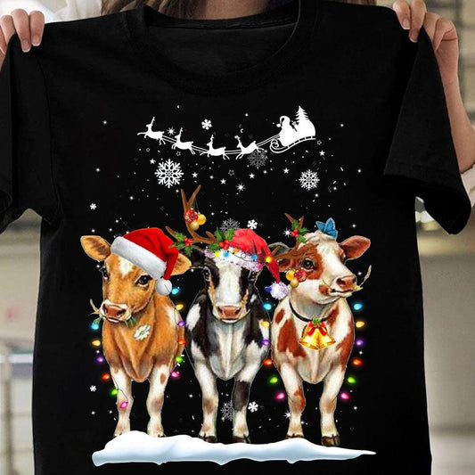 Lindas camisetas navideñas de vacas